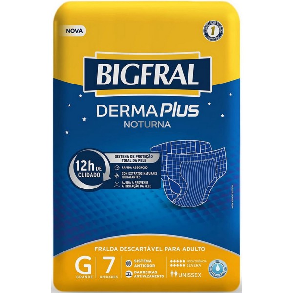Encontraproduto.com.br - Fralda Descartável Bigfral Derma Plus Noturna G 7 Unidades