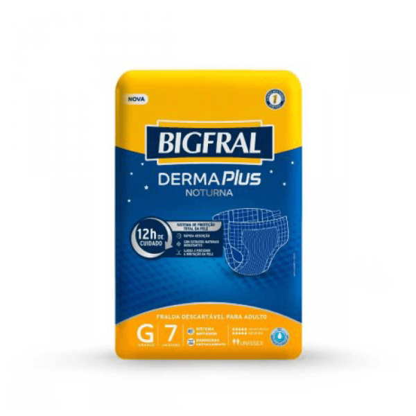 Encontraproduto.com.br - Fralda Descartável Bigfral Derma Plus Noturna G 7 Unidades