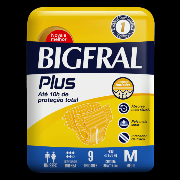 Encontraproduto.com.br - Fralda Geriátrica Bigfral Plus M 9 Unidades