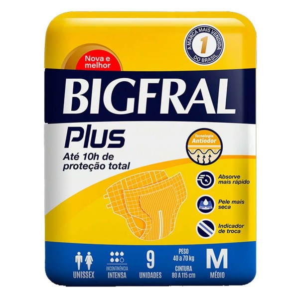 Encontraproduto.com.br - Fralda Geriátrica Bigfral Plus M 9 Unidades