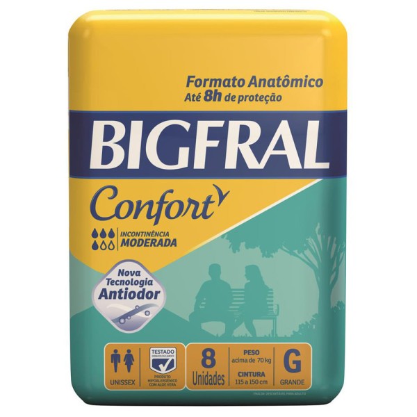 Encontraproduto.com.br - Fralda Geriátrica Bigfral Confort G 8 Unidades
