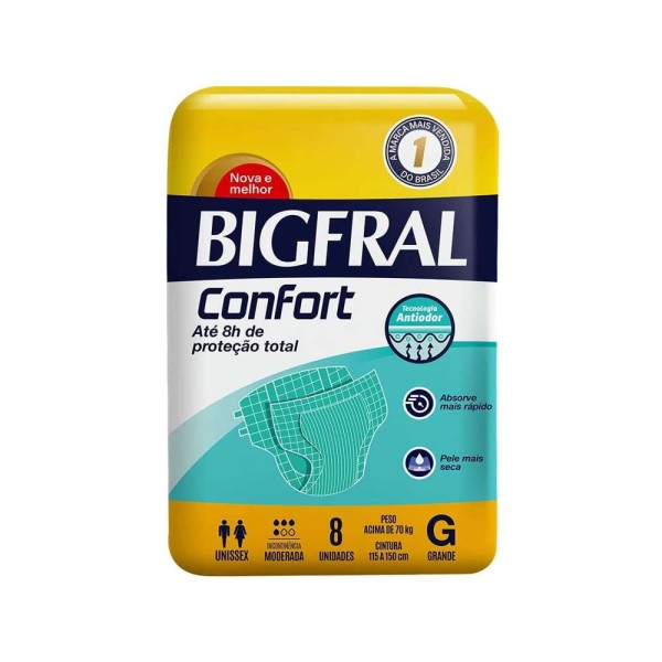 Encontraproduto.com.br - Fralda Geriátrica Bigfral Confort G 8 Unidades