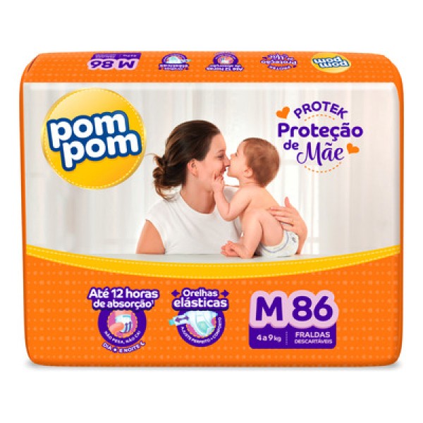 Encontraproduto.com.br - Pom Pom P Prot Mae Fralda 12H Jumbo Pq C/32
