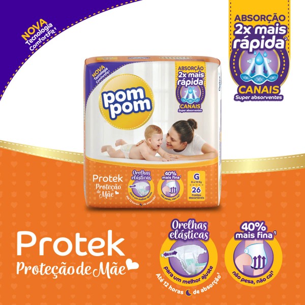 Encontraproduto.com.br - Fralda Pom Pom Protek Proteção de Mãe M 86 Unidades