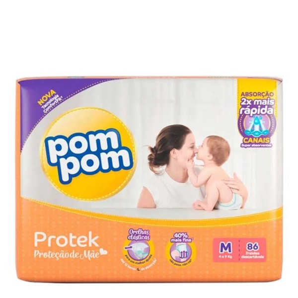 Encontraproduto.com.br - Fralda Pom Pom Protek Proteção de Mãe M 86 Unidades