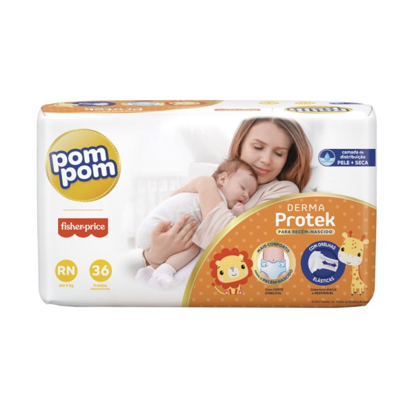 Encontraproduto.com.br - Fralda Pompom Protek 12h RN 36 Unidades
