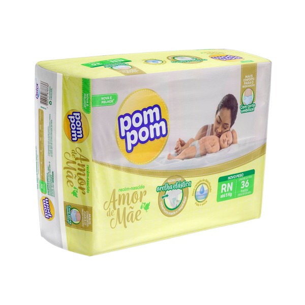 Encontraproduto.com.br - Fralda Pompom Protek 12h RN 36 Unidades