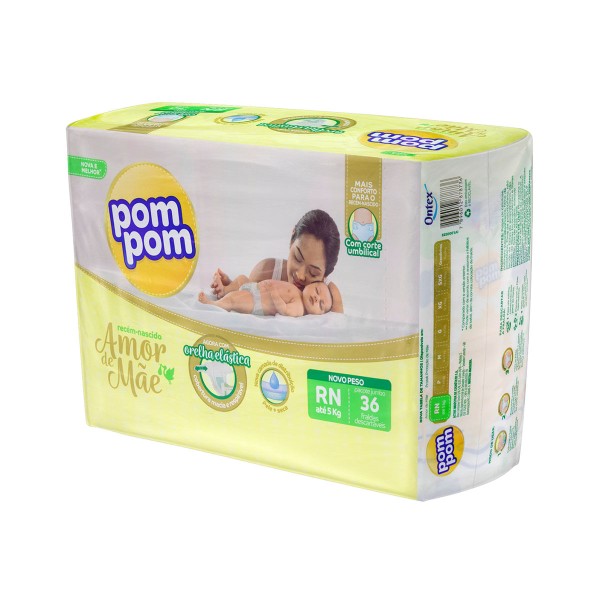 Encontraproduto.com.br - Fralda Pompom Protek 12h RN 36 Unidades