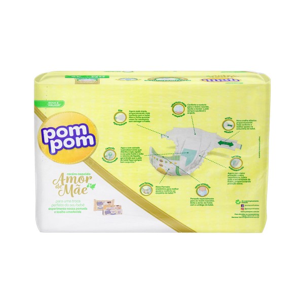 Encontraproduto.com.br - Fralda Pompom Protek 12h RN 36 Unidades