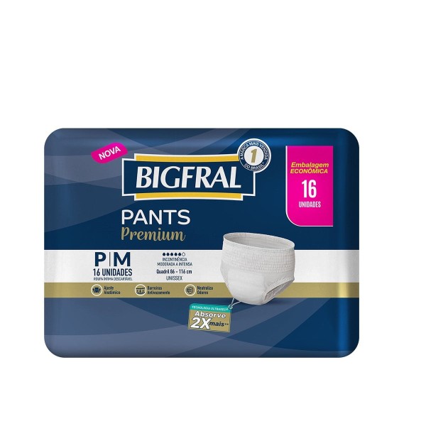 Encontraproduto.com.br - Roupa Íntima Derma Plus Bigfral - Tamanho P/M - 16 unidades