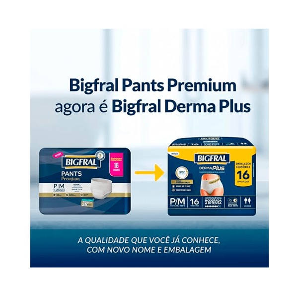 Encontraproduto.com.br - Roupa Íntima Derma Plus Bigfral - Tamanho P/M - 16 unidades