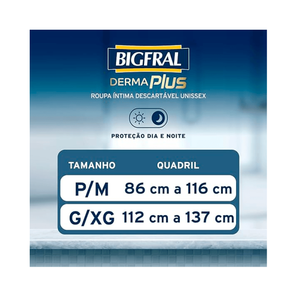Encontraproduto.com.br - Roupa Íntima Derma Plus Bigfral - Tamanho P/M - 16 unidades