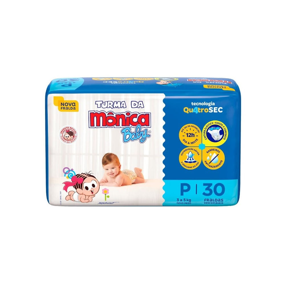 Encontraproduto.com.br - Fralda Descartável Turma Da Mônica Baby P Pacote 30 Unidades
