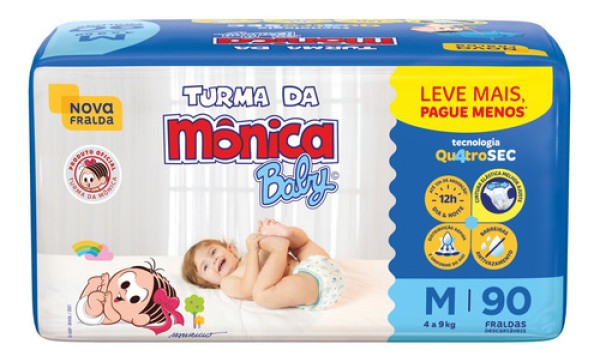 Fralda Turma Da Monica Qu4Tro Sec Giga M 90Un