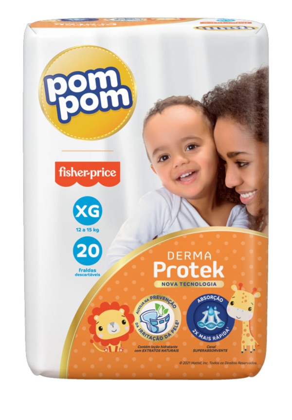 Encontraproduto.com.br - Fralda Pompom Derma Protek Jumbo Tamanho Xg com 20 Unidades