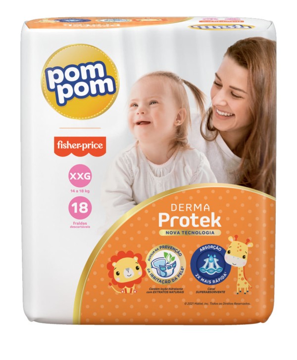 Encontraproduto.com.br - Fralda Pompom Derma Protek Jumbo Tamanho Xxg com 18 Unidades