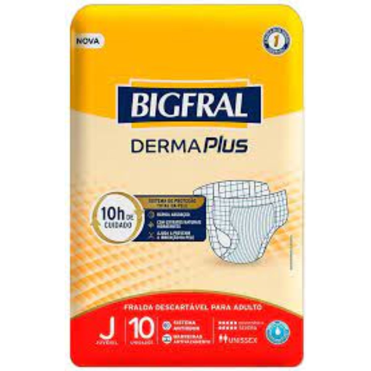 Fralda Geriátrica Derma Plus BigFral - Tamanho Juvenil - 10 unidades