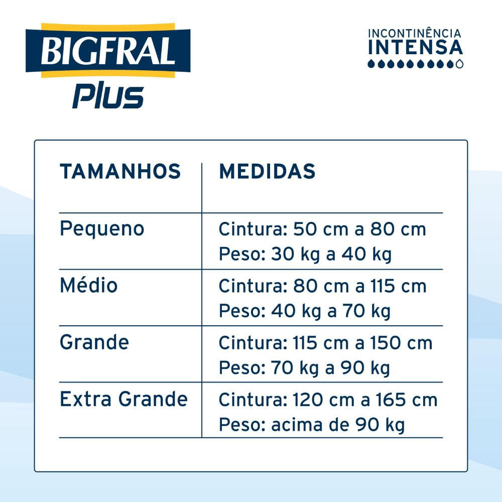 Fralda Geriátrica Plus Bigfral - Tamanho M - 8 Unidades