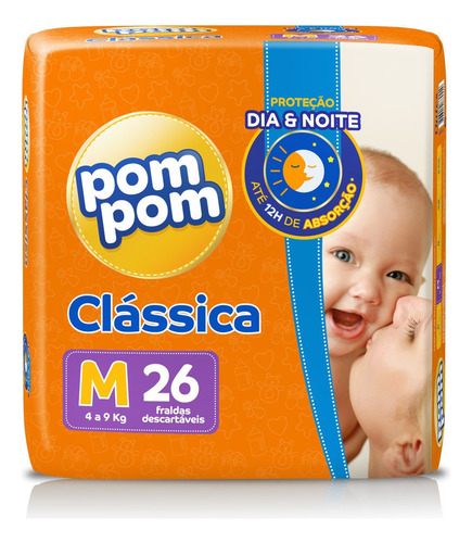 Fralda Pom Pom Classica Jumbo M Com 26 Unidades