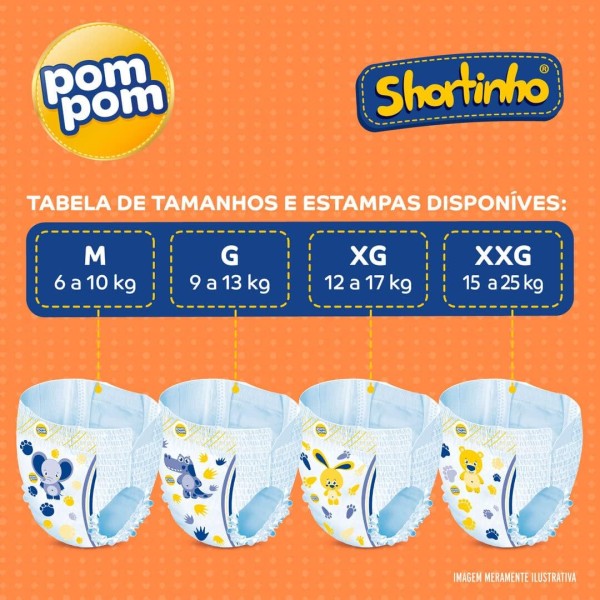 Encontraproduto.com.br - Fralda Descartável Infantil Shortinho Pom Pom G Pacote 16 Unidades