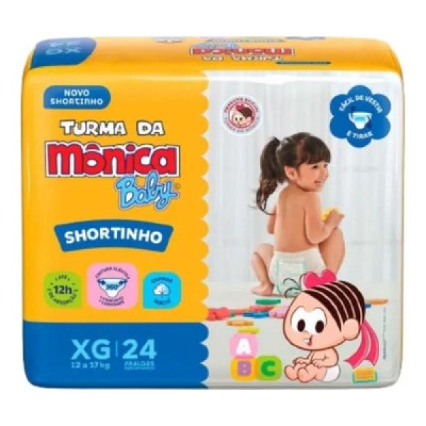 Fralda Shortinho Turma Da Mônica Tamanho XG Com 24 Unidades
