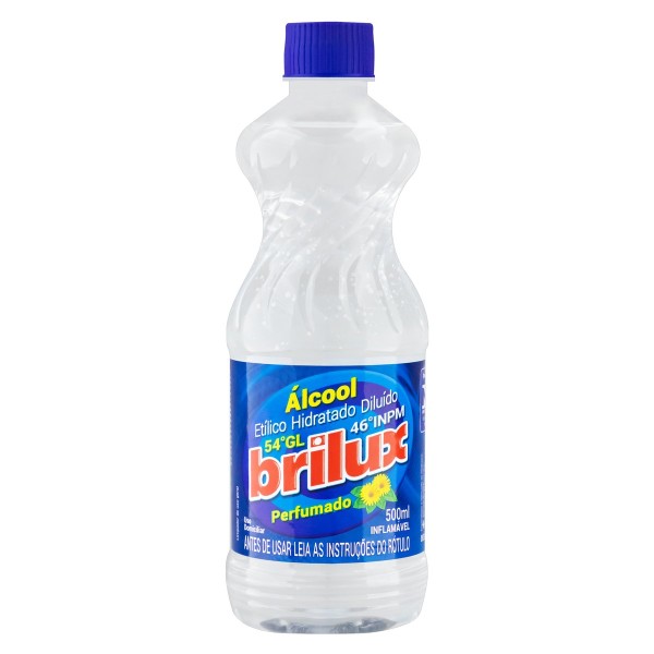 Encontraproduto.com.br - Álcool Líquido 46º INPM Perfumado Brilux Frasco 500ml