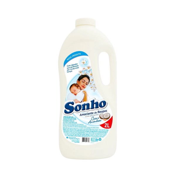 Amaciante de Roupa SONHO Diluído Coco e Amêndoas Frasco 2L