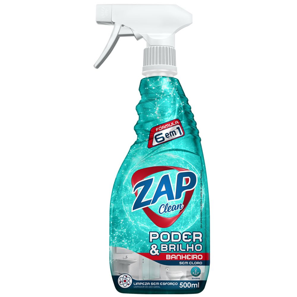 Limpa Banheiro Sem Cloro Zap Clean Poder/Brilho 500ml Soin