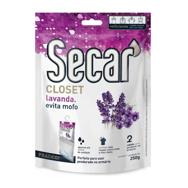 Encontraproduto.com.br - Desumidificador Closet Lavanda Secar Sachê 250g