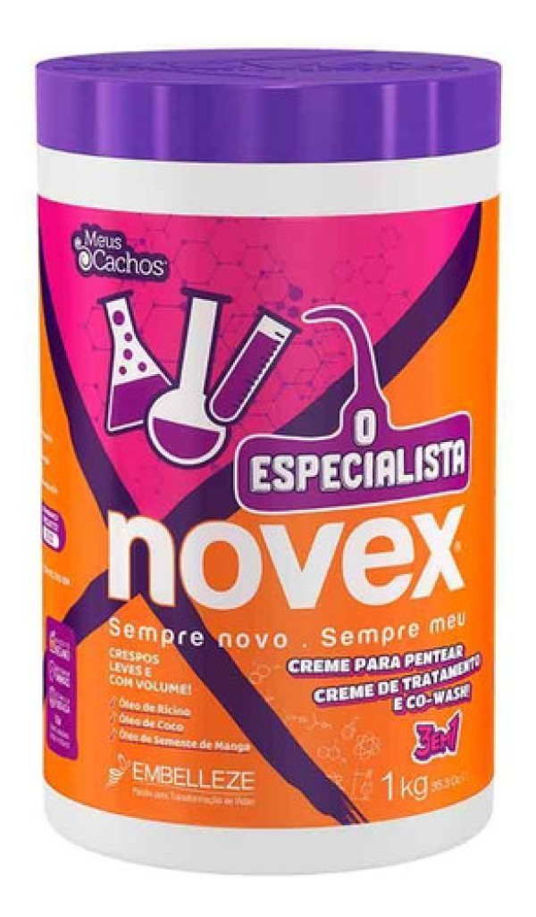Encontraproduto.com.br - Creme para Pentear Novex O Especialista Embelleze 3 em 1 Crespo Leves 1kg