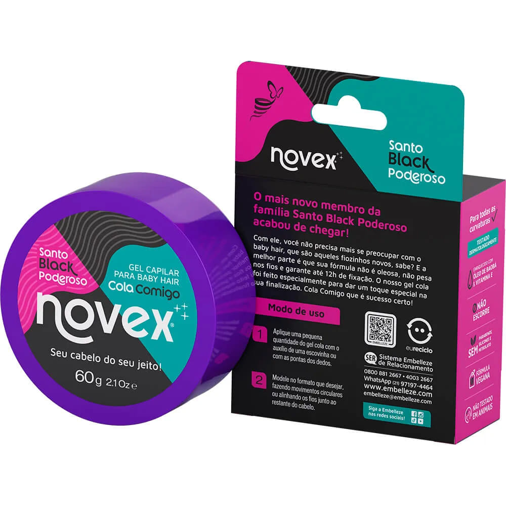 Encontraproduto.com.br - Gel Cola Comigo Novex Meus Cachos Santo Black Poderoso