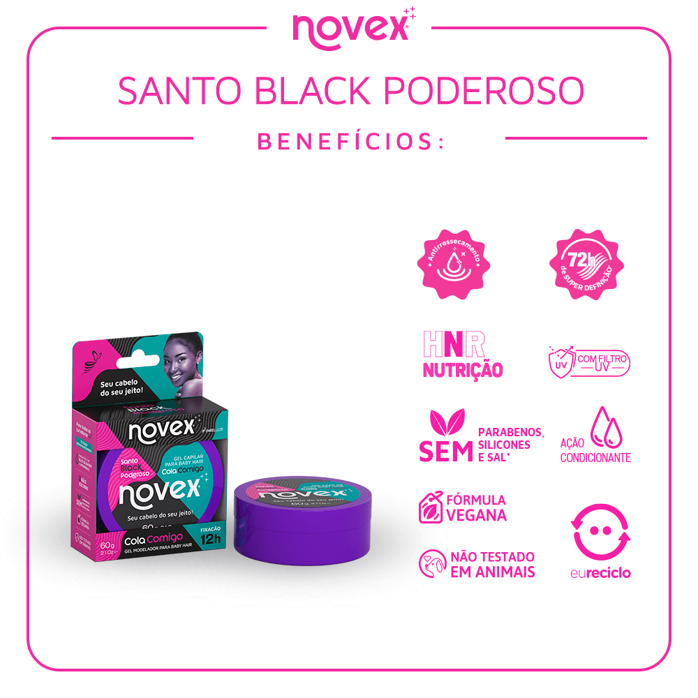 Encontraproduto.com.br - Gel Cola Comigo Novex Meus Cachos Santo Black Poderoso