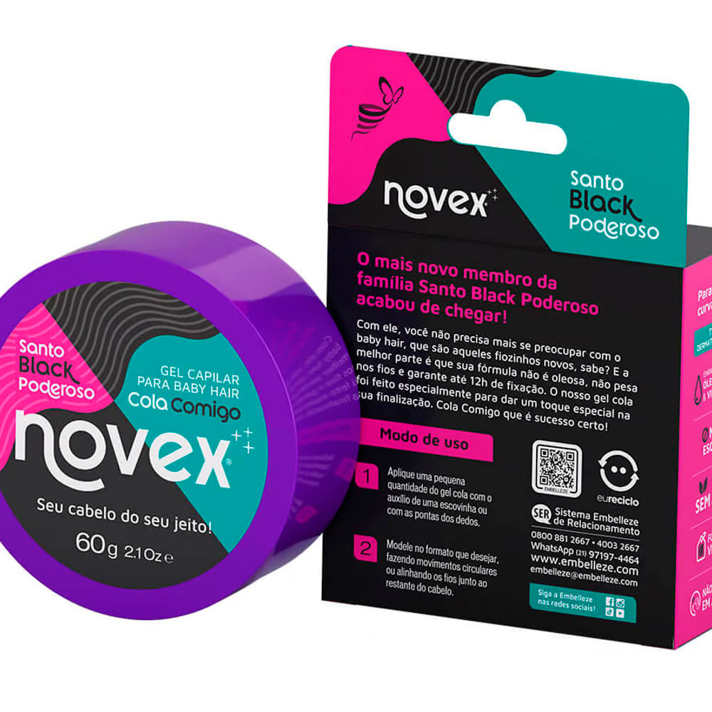 Encontraproduto.com.br - Gel Cola Comigo Novex Meus Cachos Santo Black Poderoso