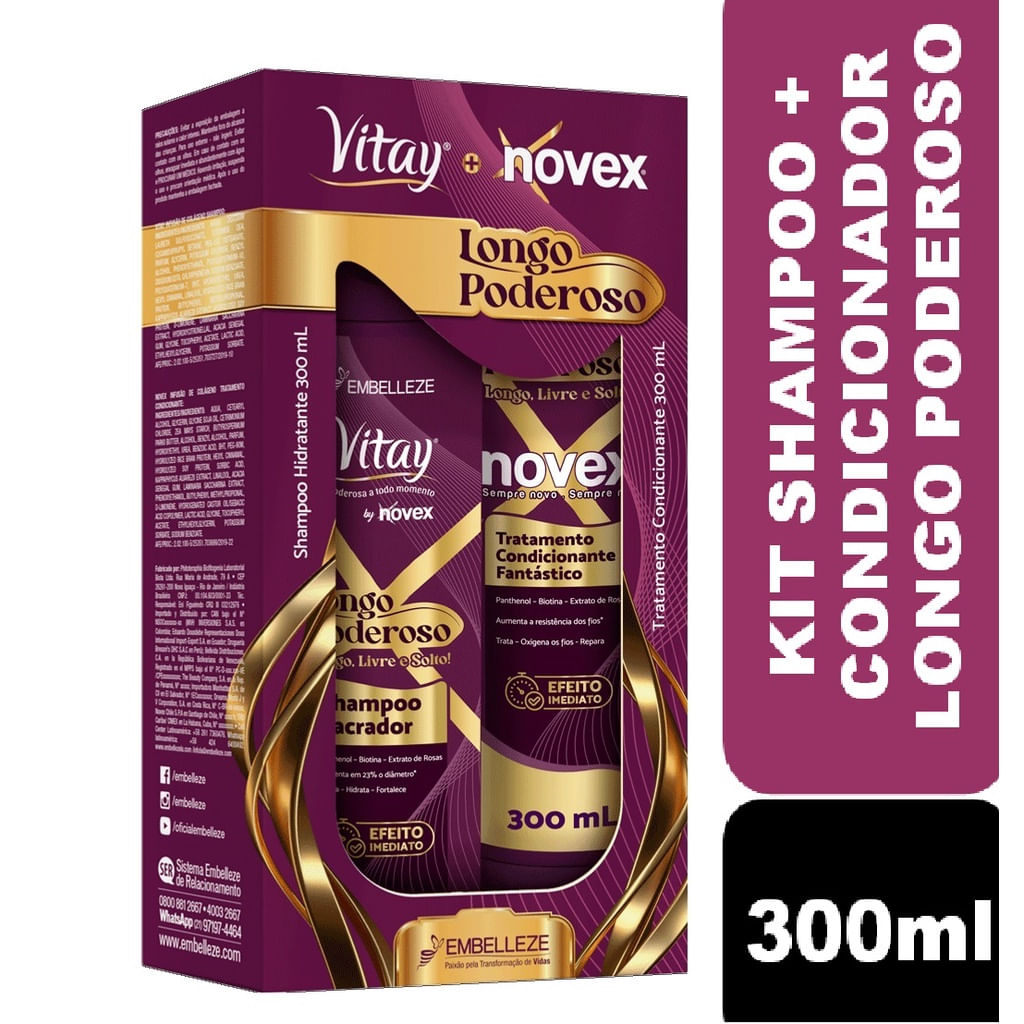Encontraproduto.com.br - Kit Vitay Novex Longo Poderoso Shampoo + Condicionador