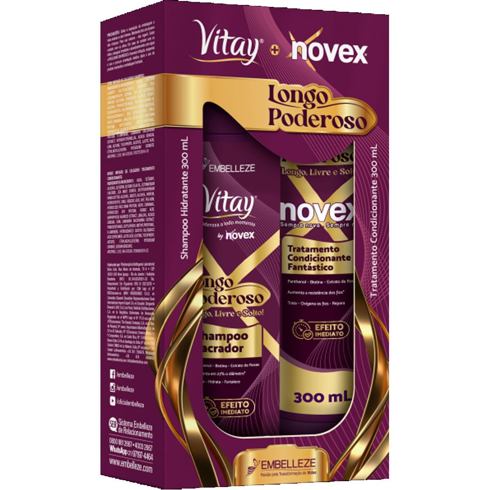 Encontraproduto.com.br - Kit Vitay Novex Longo Poderoso Shampoo + Condicionador