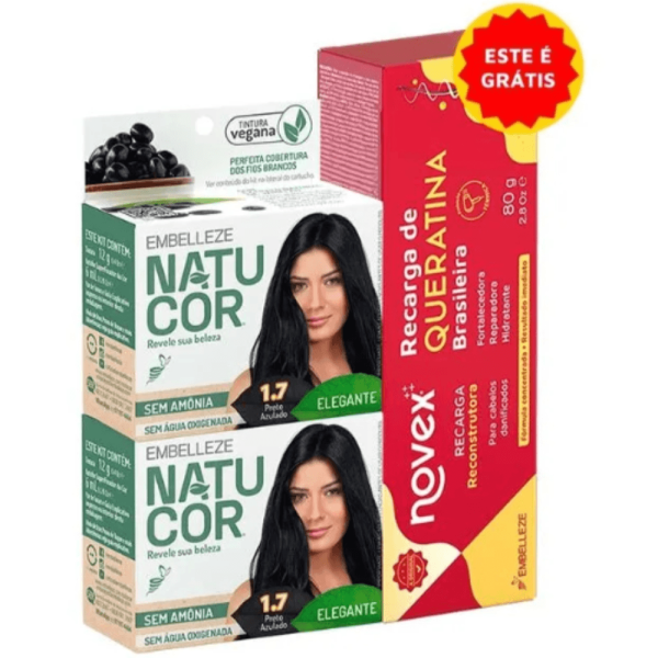 Encontraproduto.com.br - KIT NATUCOR TINT PERM 2UN+REC QUER 1.7 PTO AZULADO