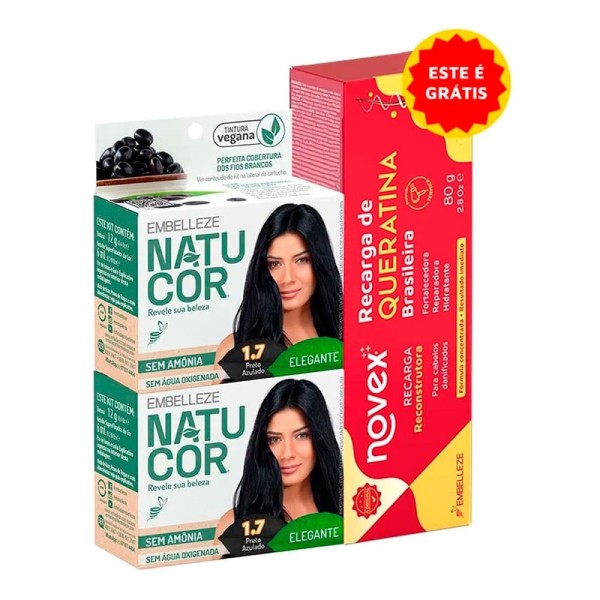 Encontraproduto.com.br - KIT NATUCOR TINT PERM 2UN+REC QUER 1.7 PTO AZULADO