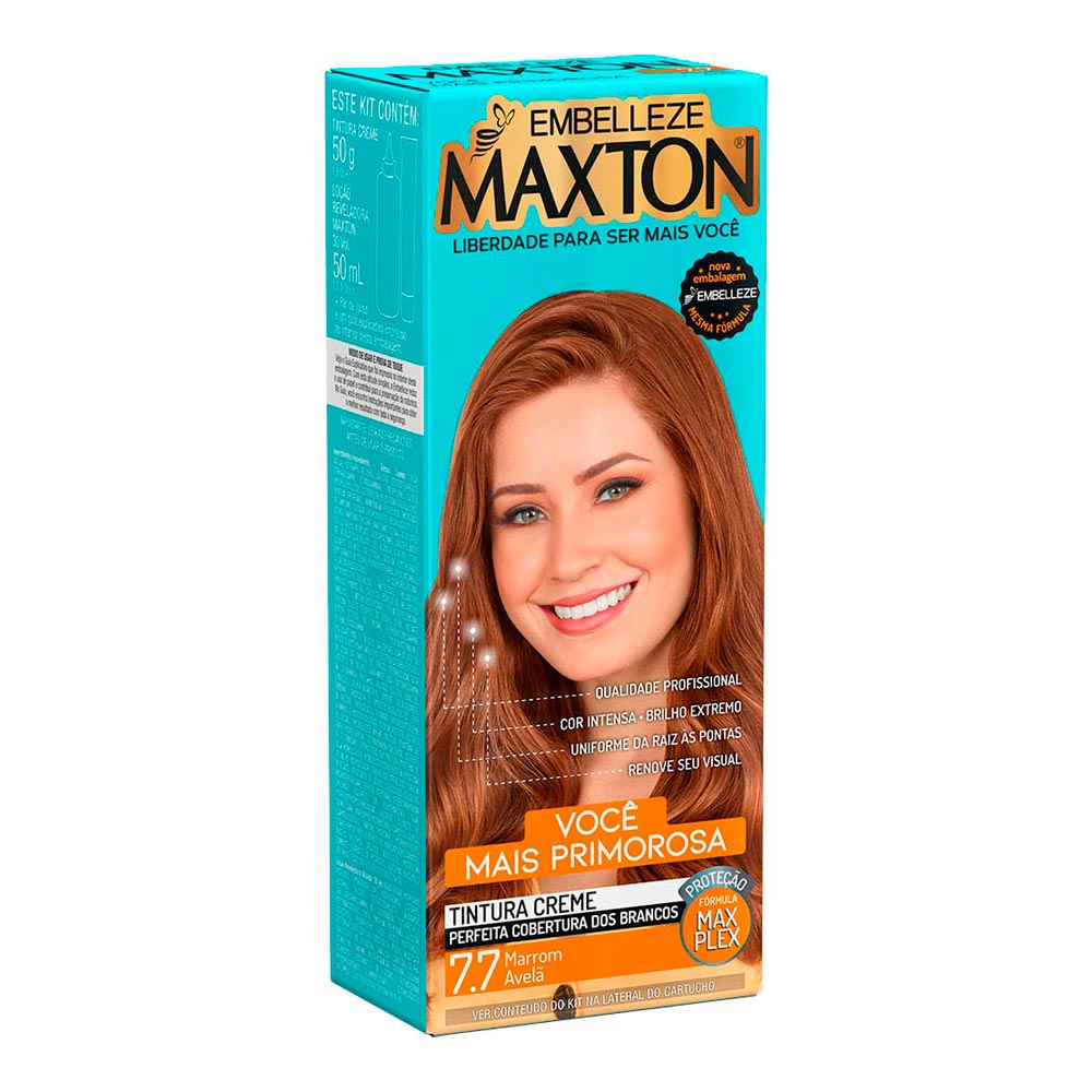 Encontraproduto.com.br - Tinta de Cabelo Maxton Morena Primorosa Marrom Cintilante 7.7