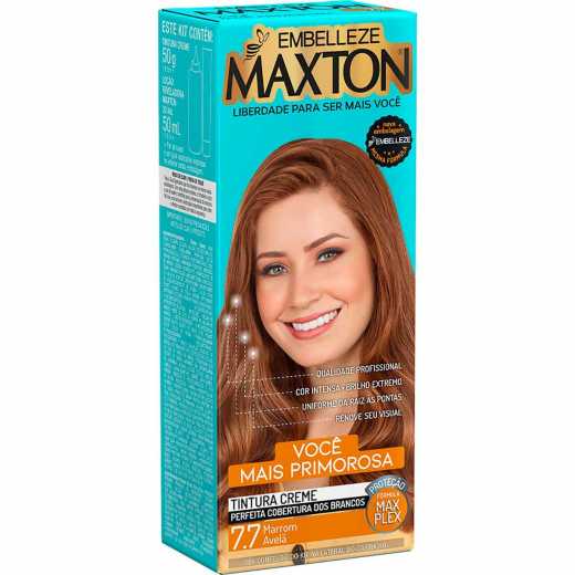 Encontraproduto.com.br - Tinta de Cabelo Maxton Morena Primorosa Marrom Cintilante 7.7