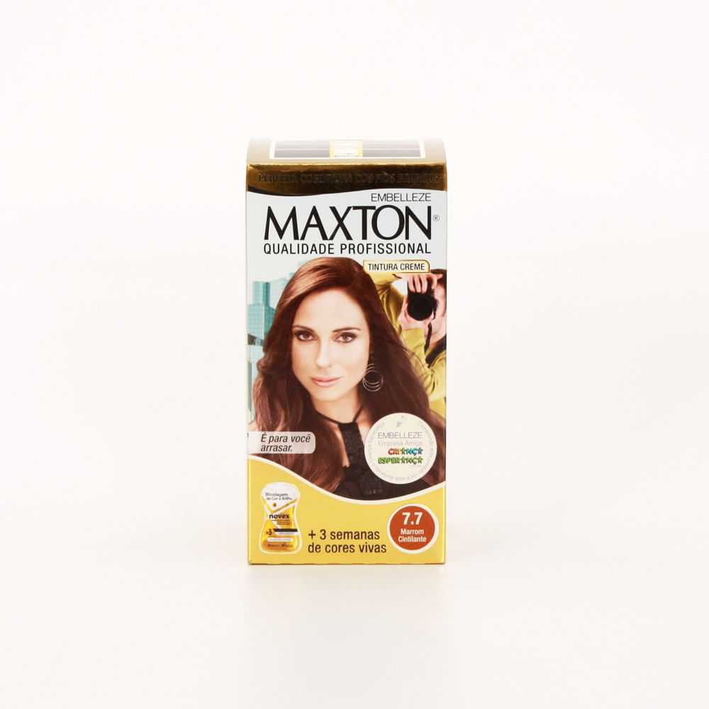 Encontraproduto.com.br - Tinta de Cabelo Maxton Morena Primorosa Marrom Cintilante 7.7