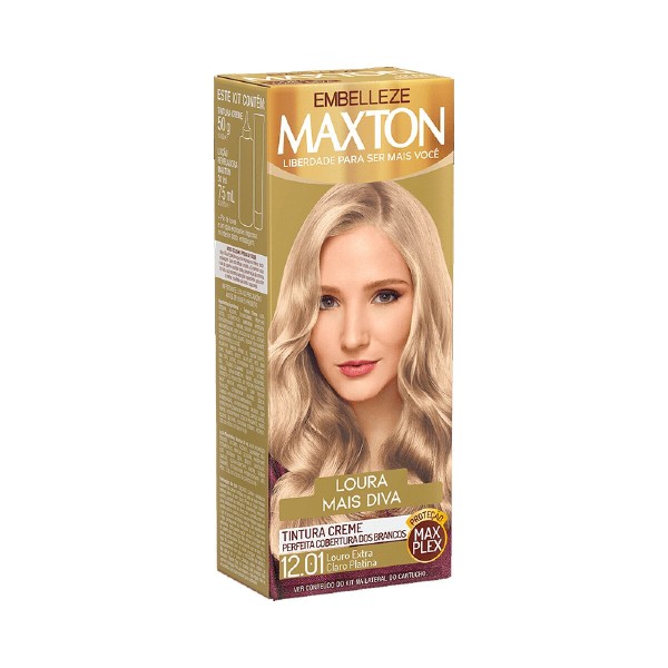Tintura Creme Maxton 12.01 Louro Extra Claro Platina