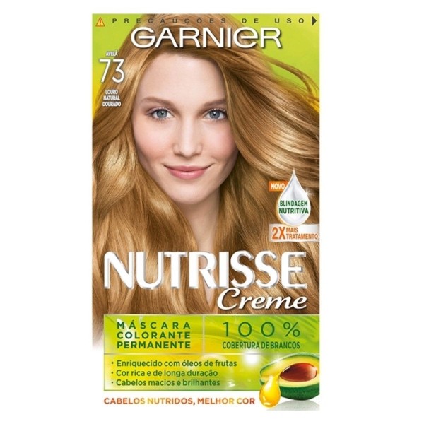 Encontraproduto.com.br - Coloração Creme Garnier Nutrisse 73 Louro Natural Dourado-Avelã