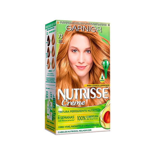 Encontraproduto.com.br - Coloração Creme Garnier Nutrisse 73 Louro Natural Dourado-Avelã
