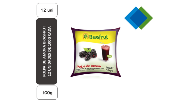 Polpa de Amora Brasfrut Pack 12 Unidades 100g Cada
