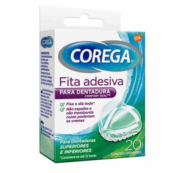 Encontraproduto.com.br - Corega Fixador de Prótese com 20 fitas adesivas