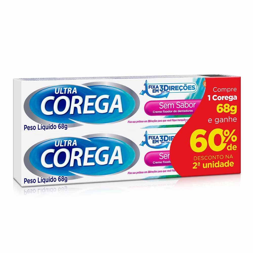 Encontraproduto.com.br - Corega Ultra Max Fixação + Bloqueio Sem Sabor 70g - Kit C/2