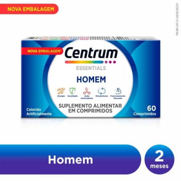 Encontraproduto.com.br - Multivitamínico Centrum Essentials Homem de A a Zinco com 60 comprimido
