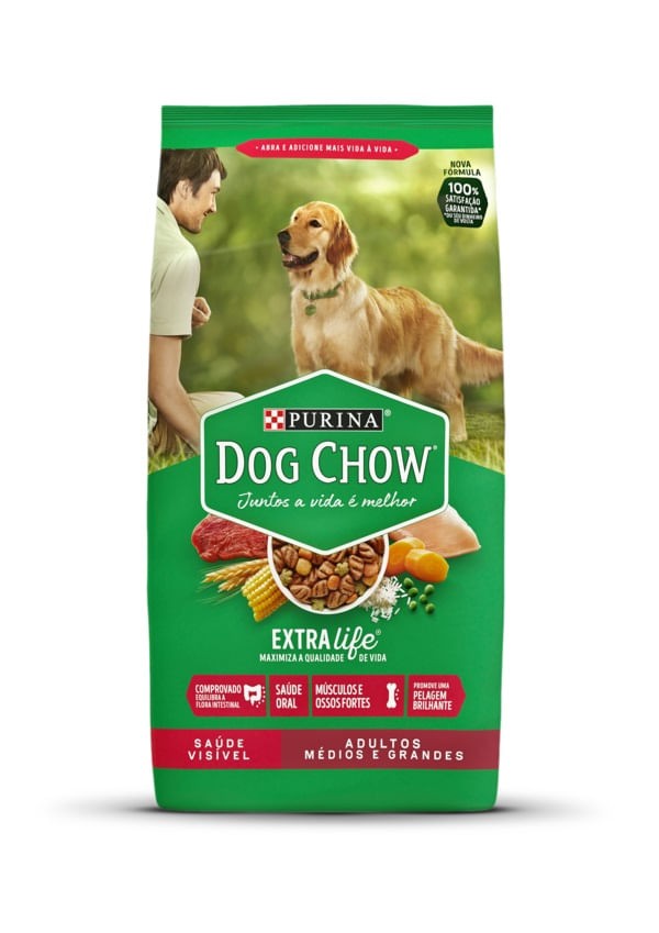 Encontraproduto.com.br - Alimento para Cães Adultos Dog Chow Raças Médias/Grandes Saco com 10,1kg