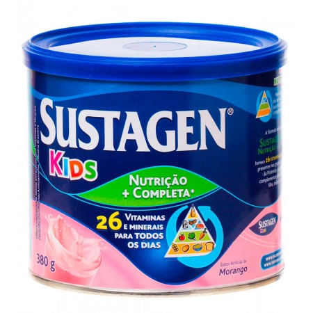 Encontraproduto.com.br - Kit Complemento Alimentar Sustagen Kids Morango 380g 2 Unidades