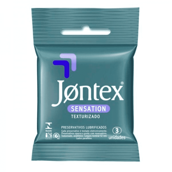 Encontraproduto.com.br - Preservativo Lubrificado Sensation Texturizado Jontex Pacote 3 Unidades